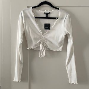 Long sleeve white crop top